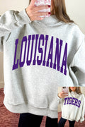 Light Grey LOUISIANA/ TIGERS Double Side Printed High Neck Reversible Sweatshirt