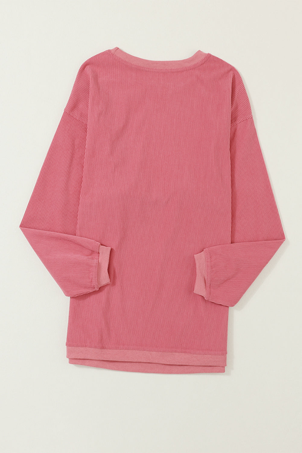 Orange Plain Drop Sleeve Crinkle Rib Oversized Sweatshirt