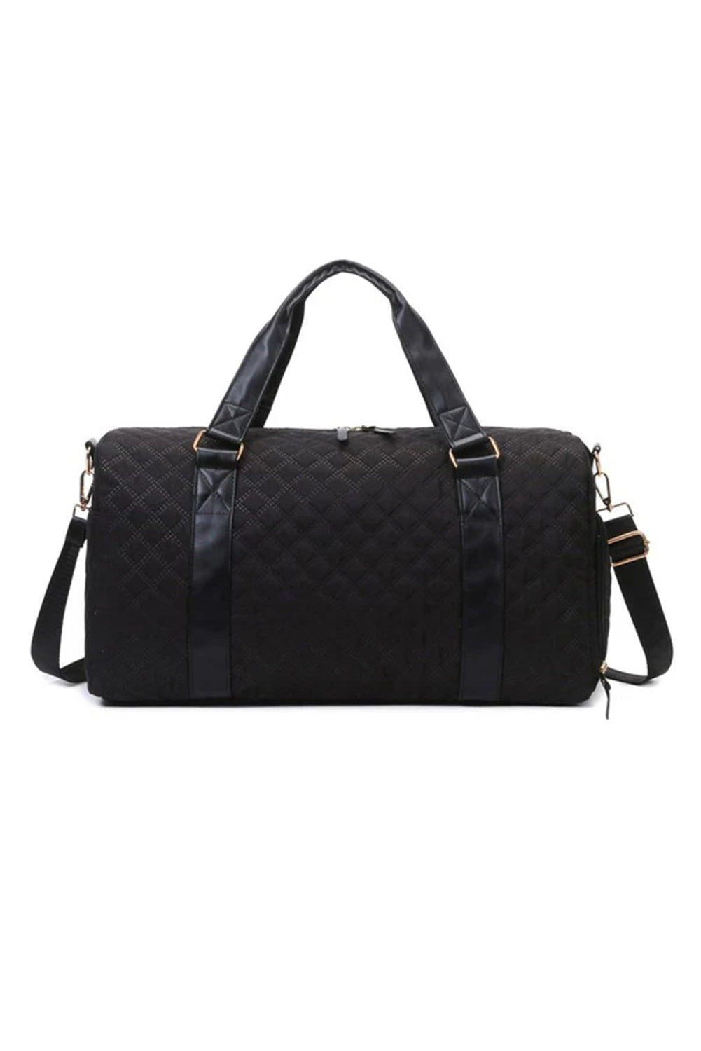 White Plaid Textured Large Capacity Travel Duffle Bag