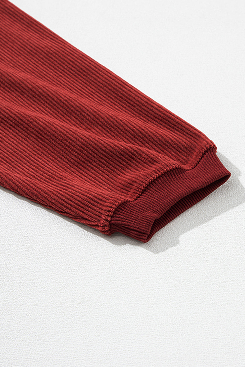 Orange Plain Drop Sleeve Crinkle Rib Oversized Sweatshirt