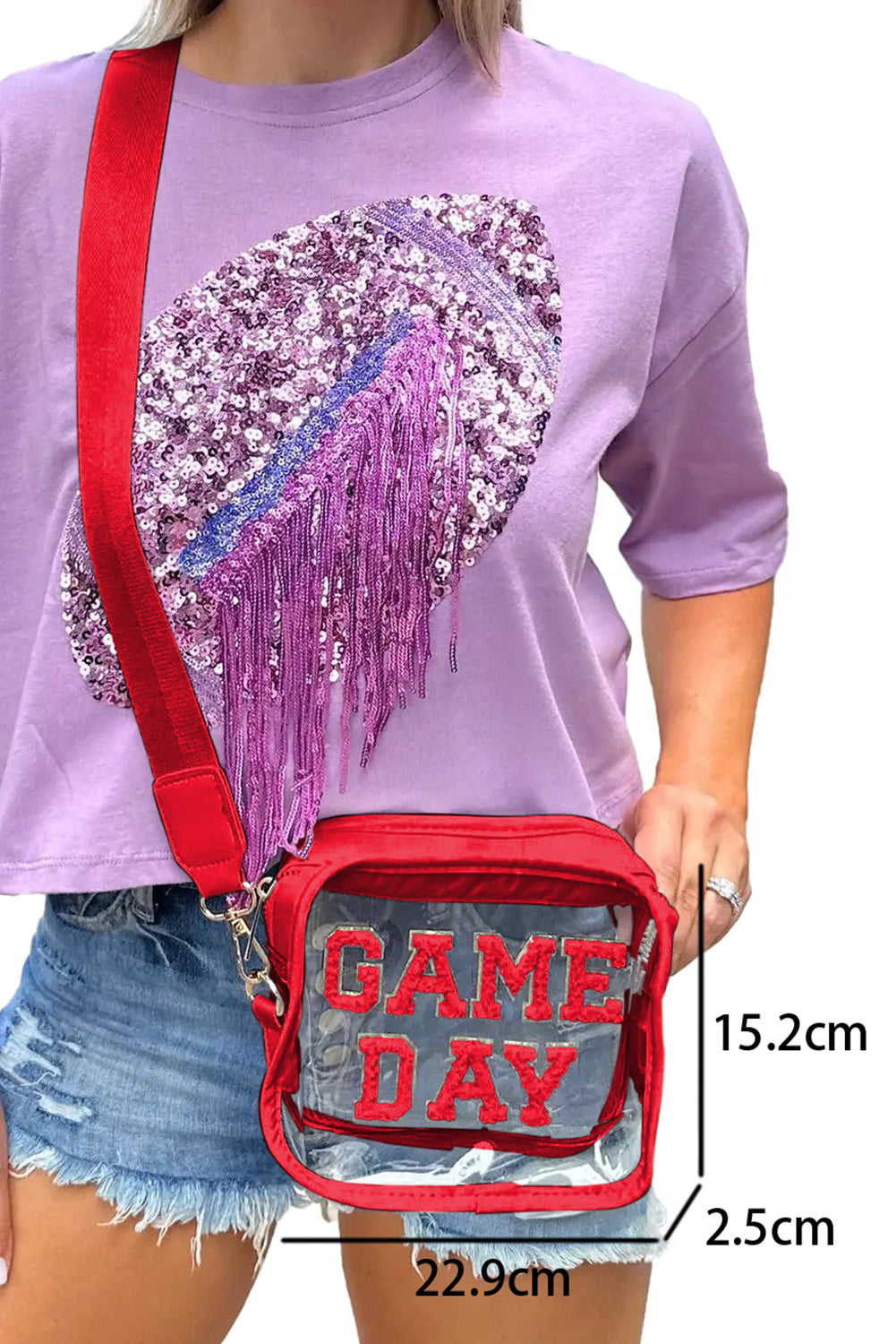 Black Clear PVC GAME DAY Summer Fashion Single Shoulder Bag
