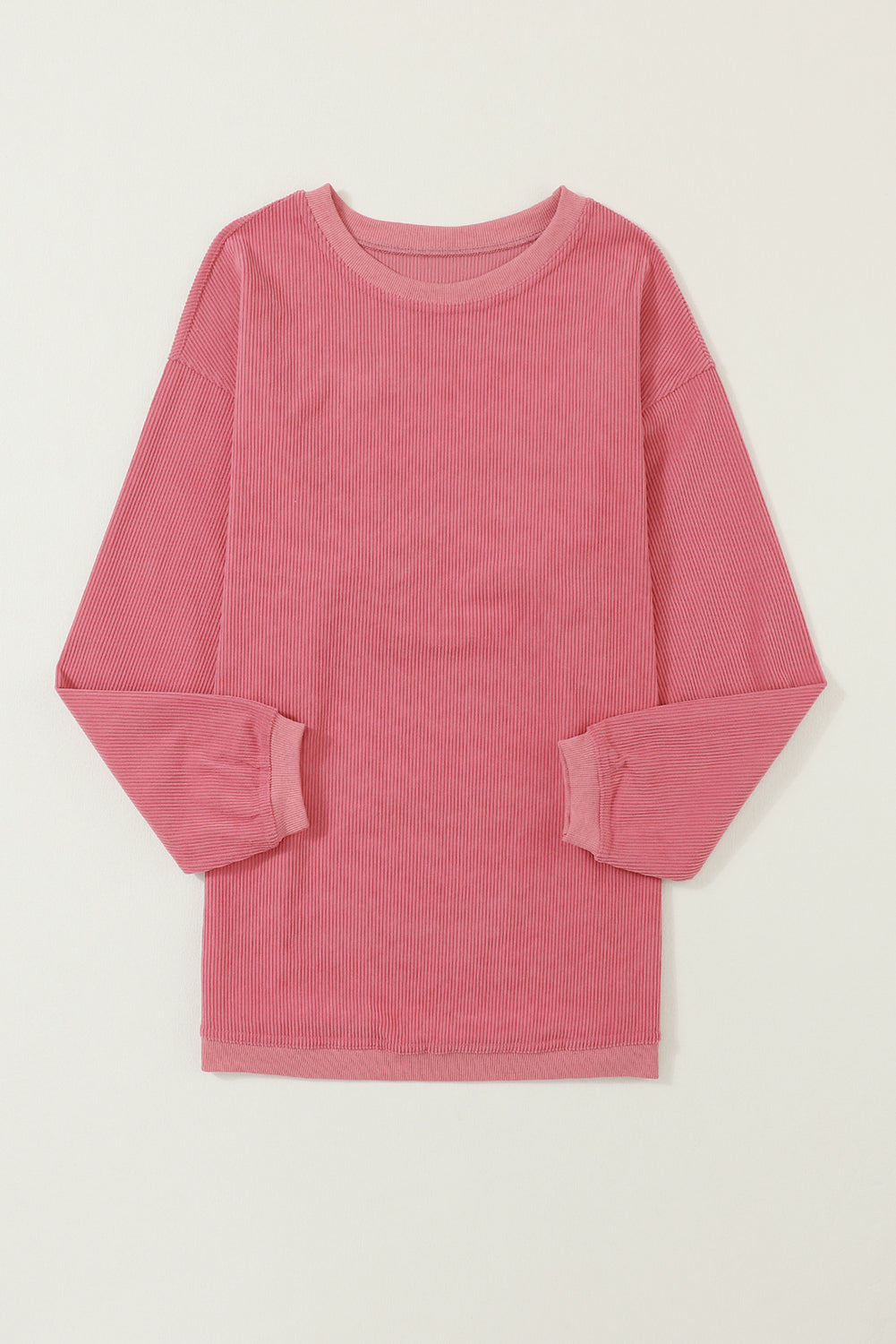Orange Plain Drop Sleeve Crinkle Rib Oversized Sweatshirt