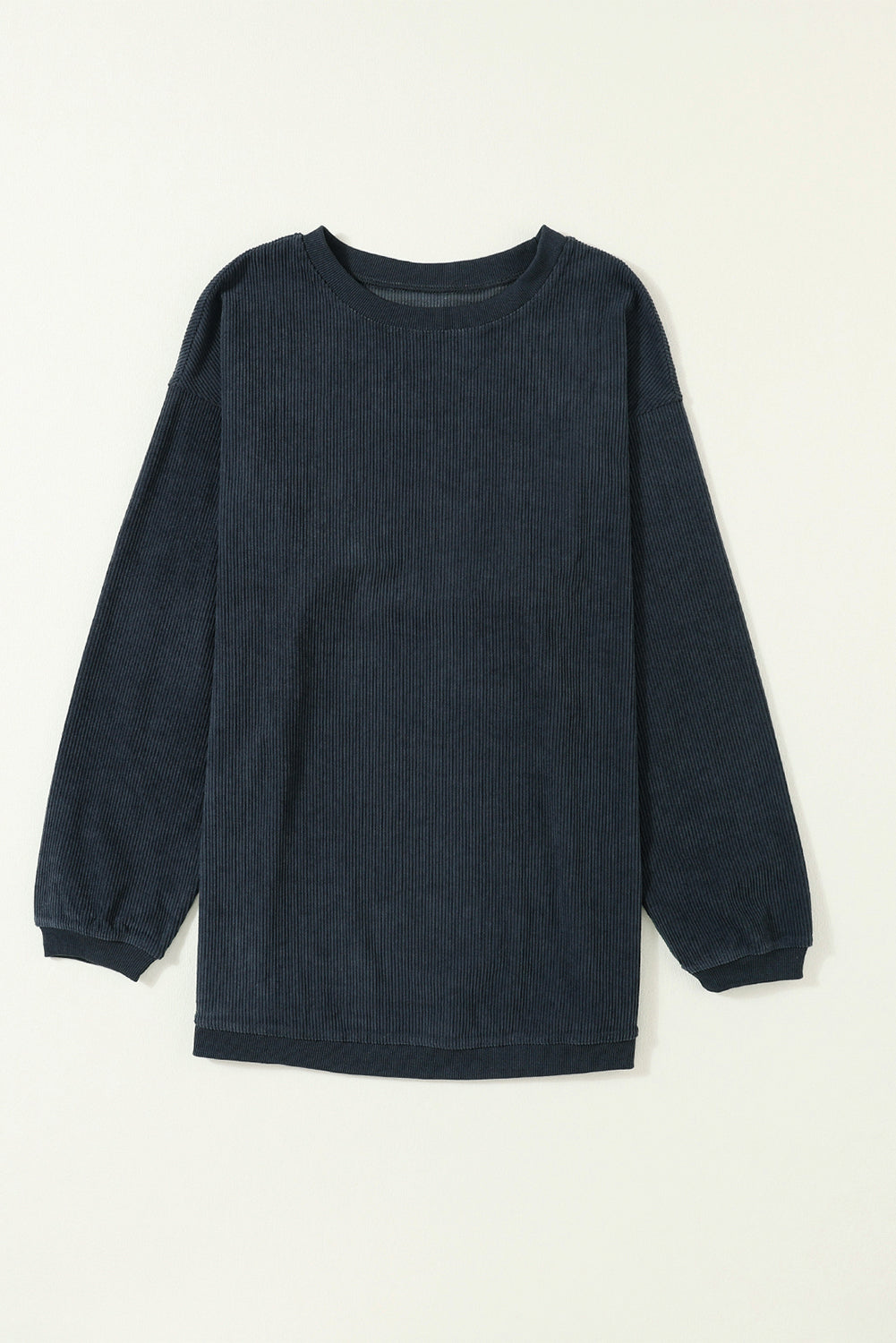 Orange Plain Drop Sleeve Crinkle Rib Oversized Sweatshirt