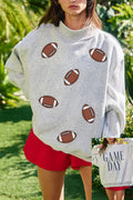 Light Grey Rugby/ GAME DAY Double Side Print Reversible Baggy Sweatshirt