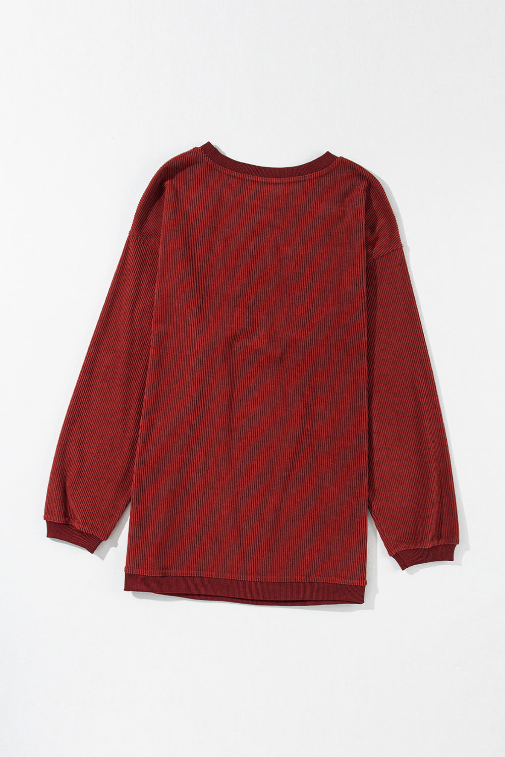 Orange Plain Drop Sleeve Crinkle Rib Oversized Sweatshirt