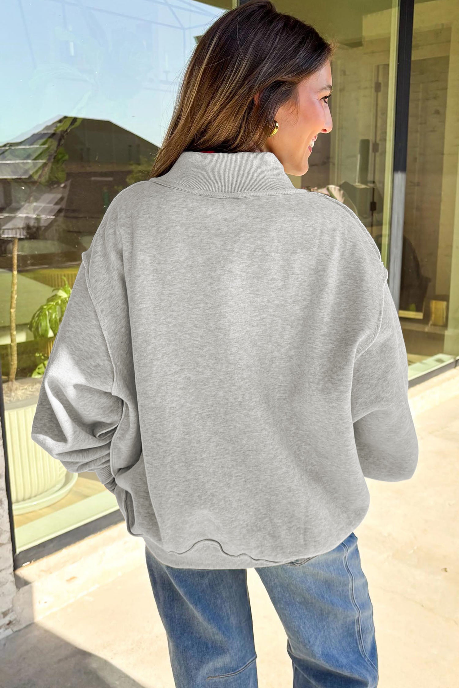 Light Grey Rugby/ GAME DAY Double Side Print Reversible Baggy Sweatshirt