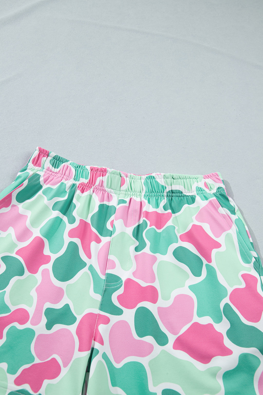 Multicolour Camouflage Printed Cropped Tank Athleisure 2pcs Short Set