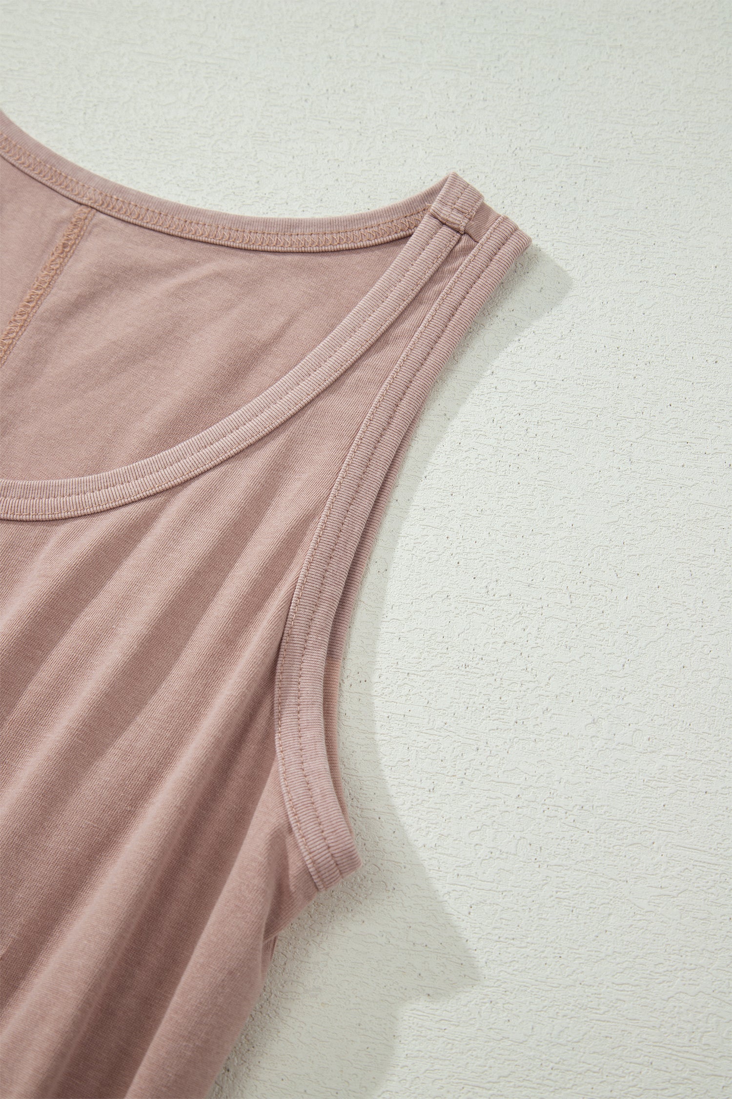 Smoke Gray Mineral Wash U Neck Elastic Waist Sleeveless Mini Dress