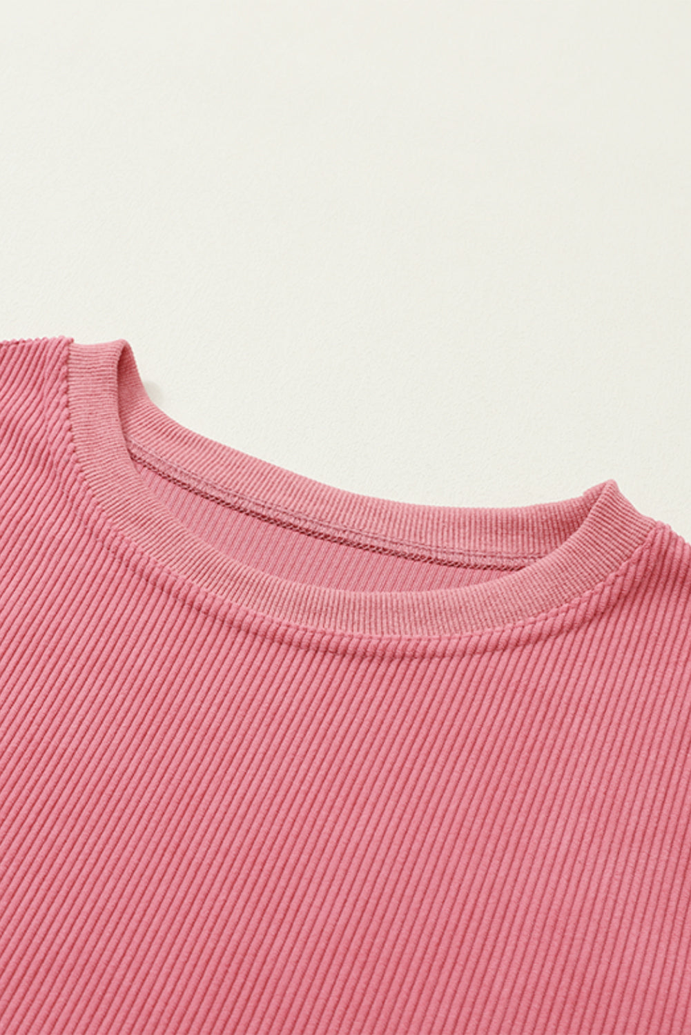 Orange Plain Drop Sleeve Crinkle Rib Oversized Sweatshirt