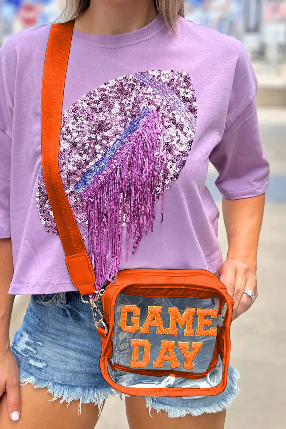 Black Clear PVC GAME DAY Summer Fashion Single Shoulder Bag