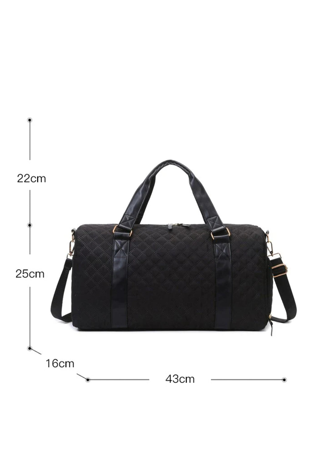 White Plaid Textured Large Capacity Travel Duffle Bag