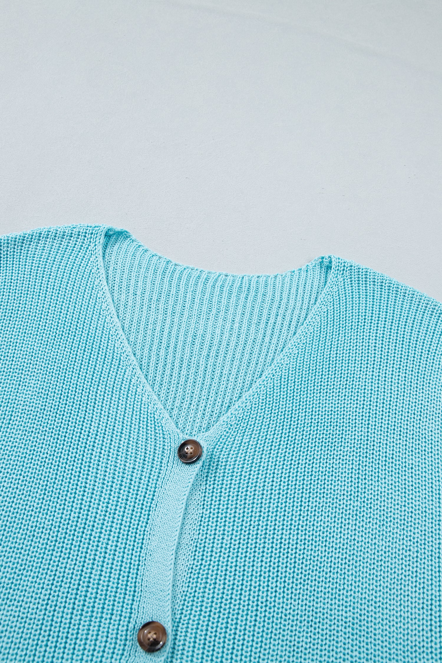 Pink Solid Color Knit V Neck Button Front Sweater Vest