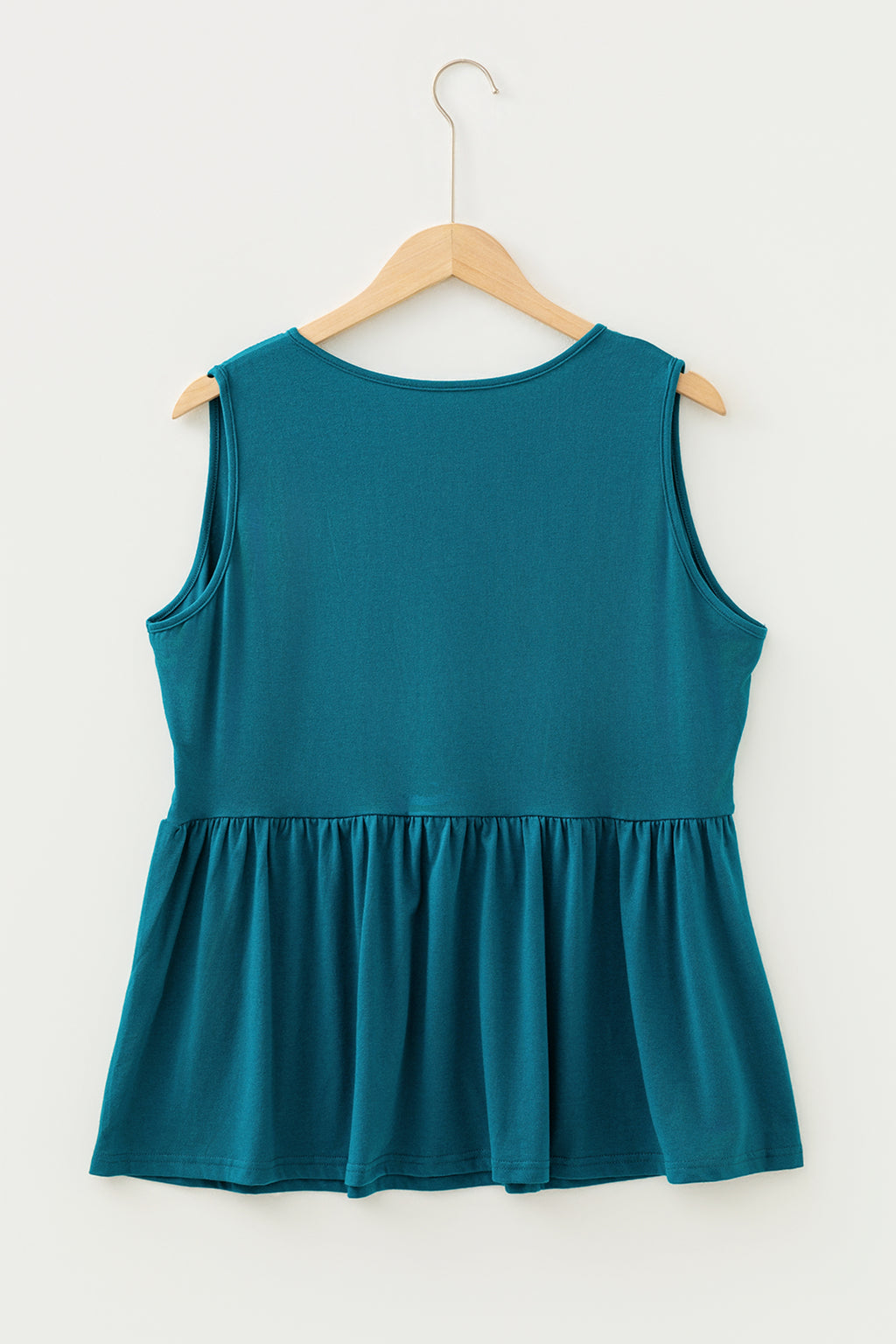 Black Plus Size Solid Color Bow Tie Peplum Tank Top