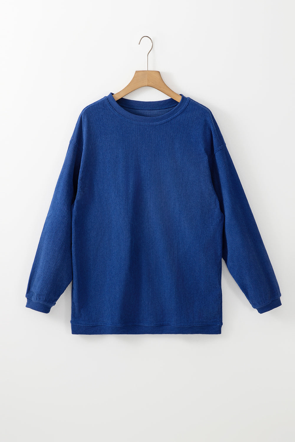 Orange Plain Drop Sleeve Crinkle Rib Oversized Sweatshirt