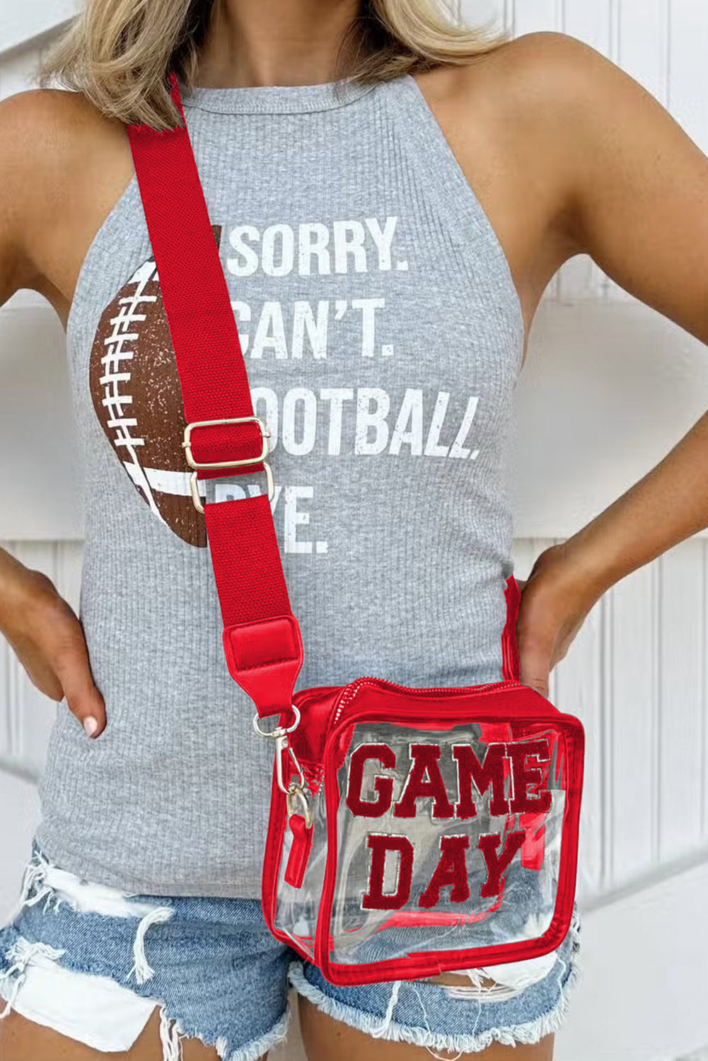 Black Clear PVC GAME DAY Summer Fashion Single Shoulder Bag