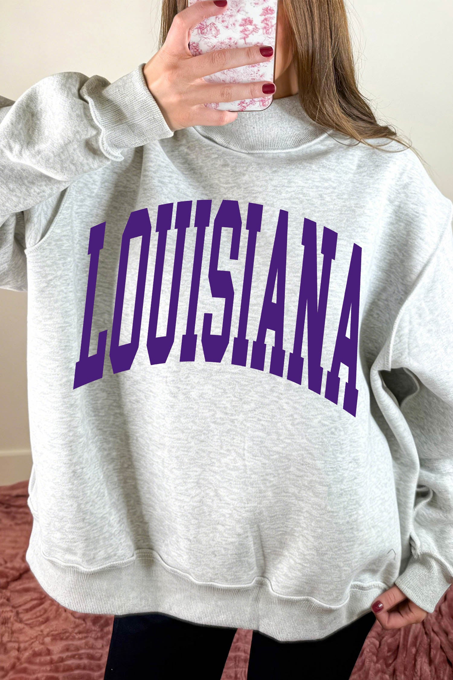Light Grey LOUISIANA/ TIGERS Double Side Printed High Neck Reversible Sweatshirt