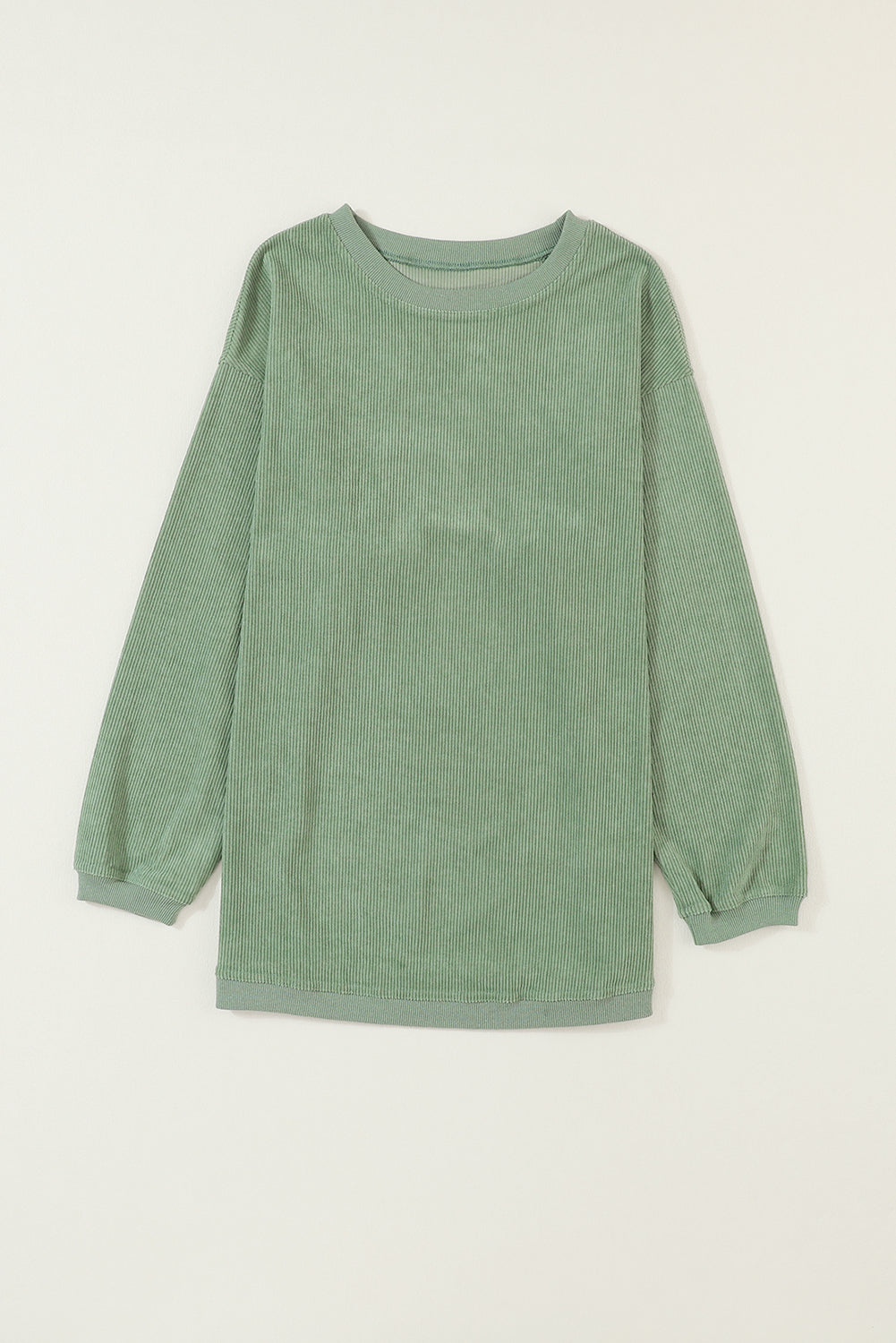 Orange Plain Drop Sleeve Crinkle Rib Oversized Sweatshirt