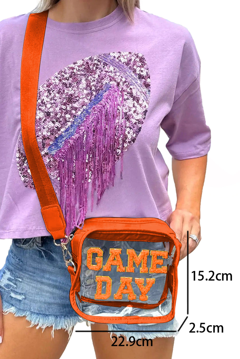 Black Clear PVC GAME DAY Summer Fashion Single Shoulder Bag