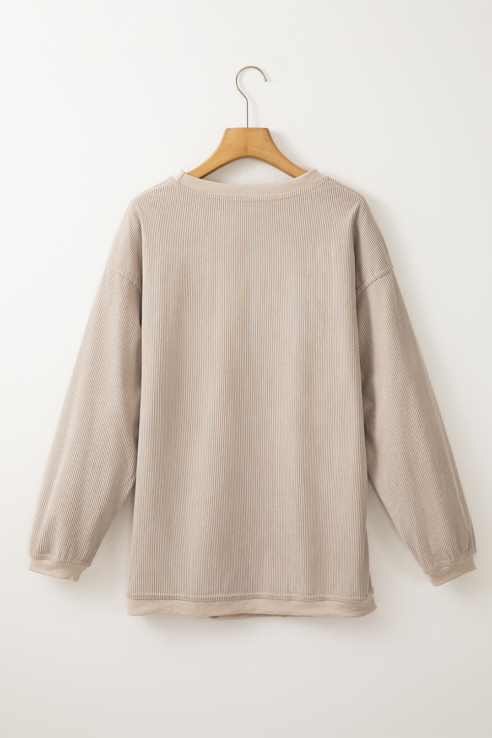 Orange Plain Drop Sleeve Crinkle Rib Oversized Sweatshirt