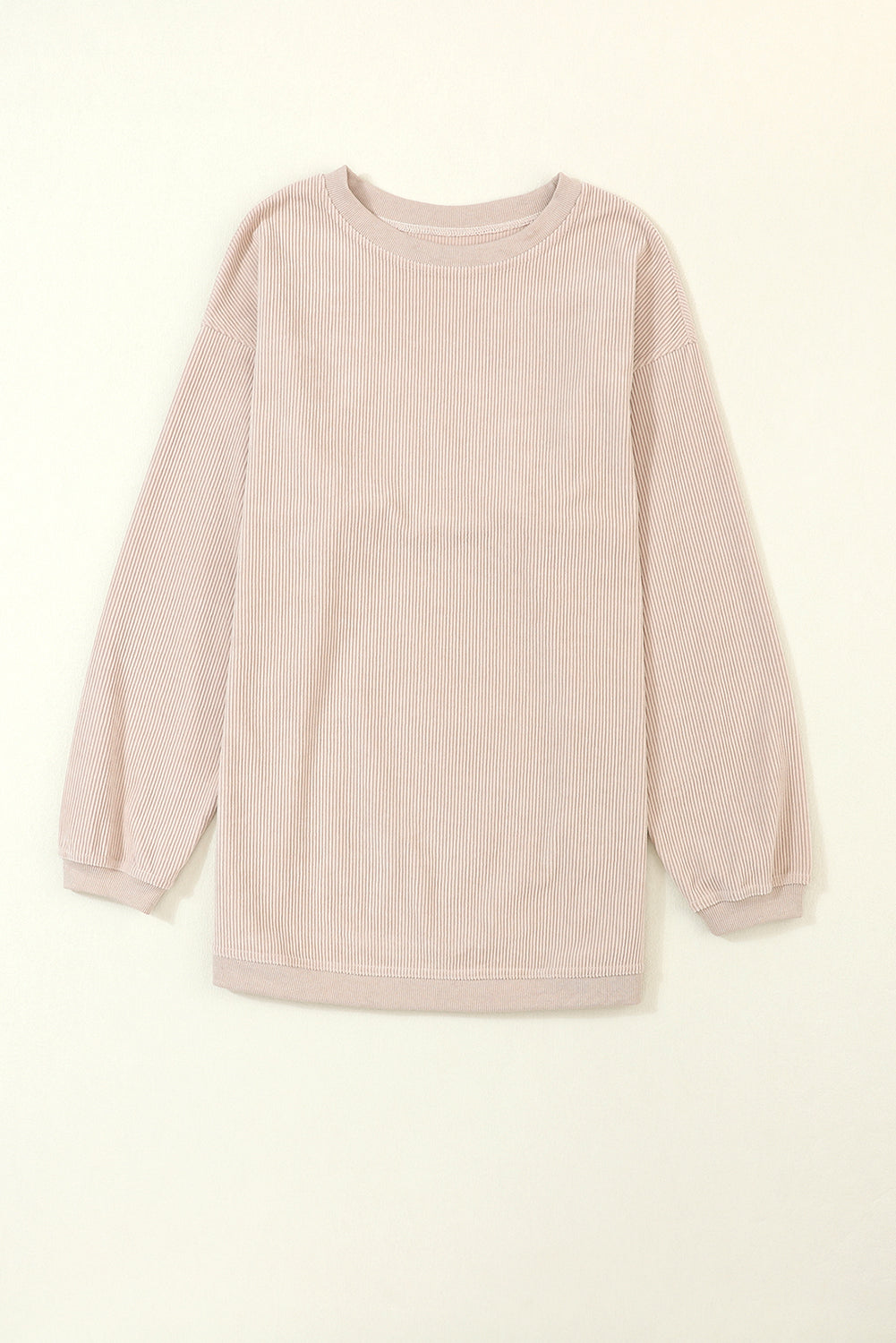 Orange Plain Drop Sleeve Crinkle Rib Oversized Sweatshirt