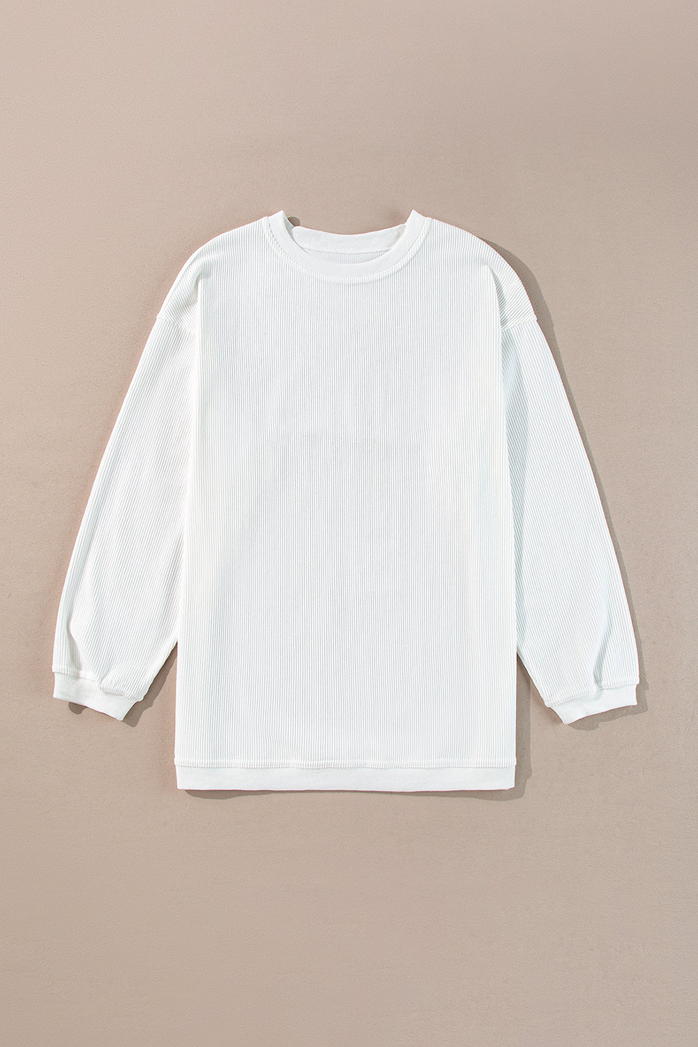 Orange Plain Drop Sleeve Crinkle Rib Oversized Sweatshirt