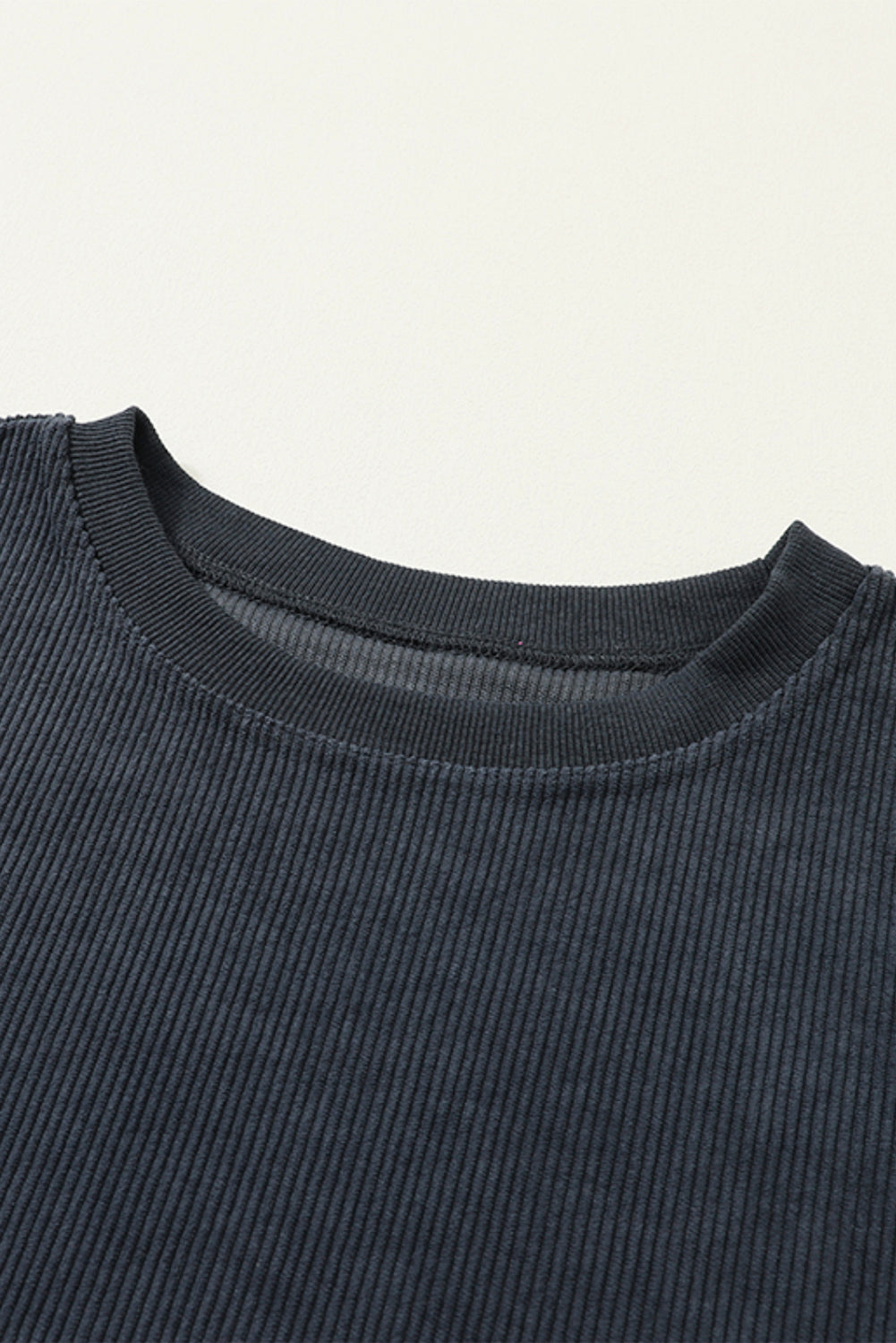 Orange Plain Drop Sleeve Crinkle Rib Oversized Sweatshirt
