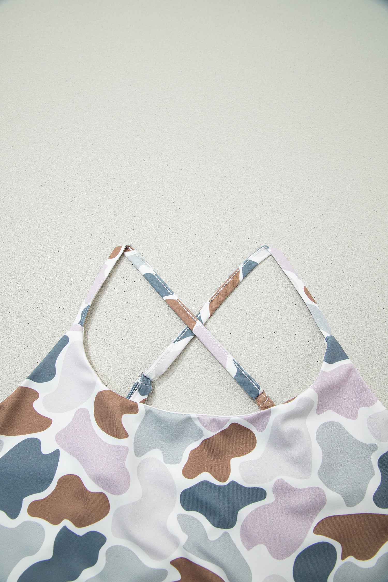 Multicolour Camouflage Printed Cropped Tank Athleisure 2pcs Short Set