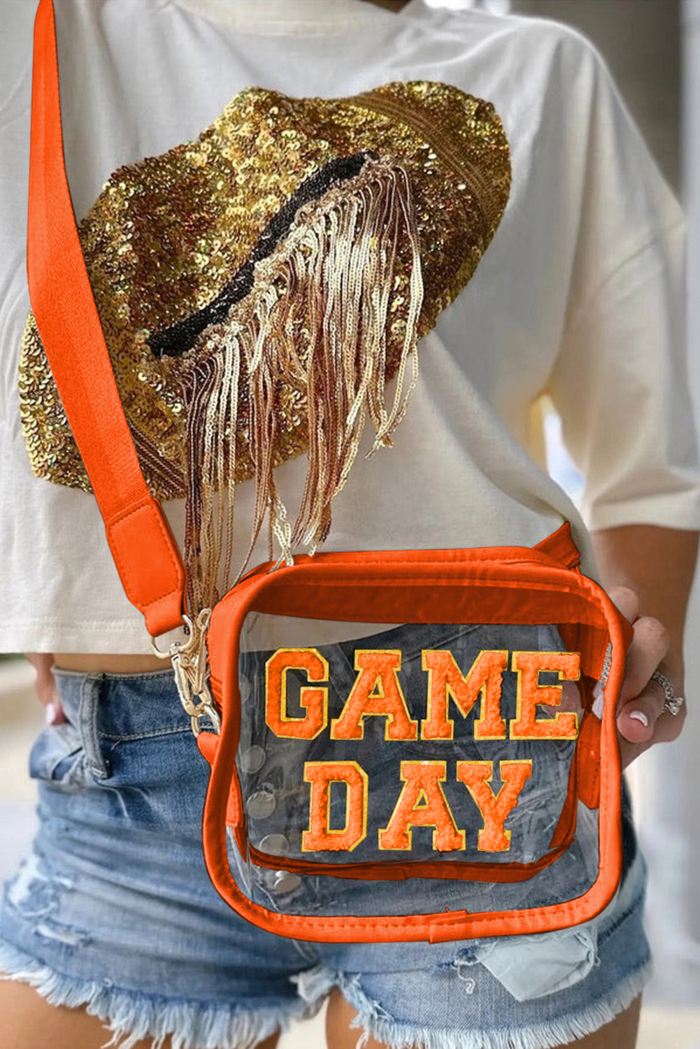 Black Clear PVC GAME DAY Summer Fashion Single Shoulder Bag