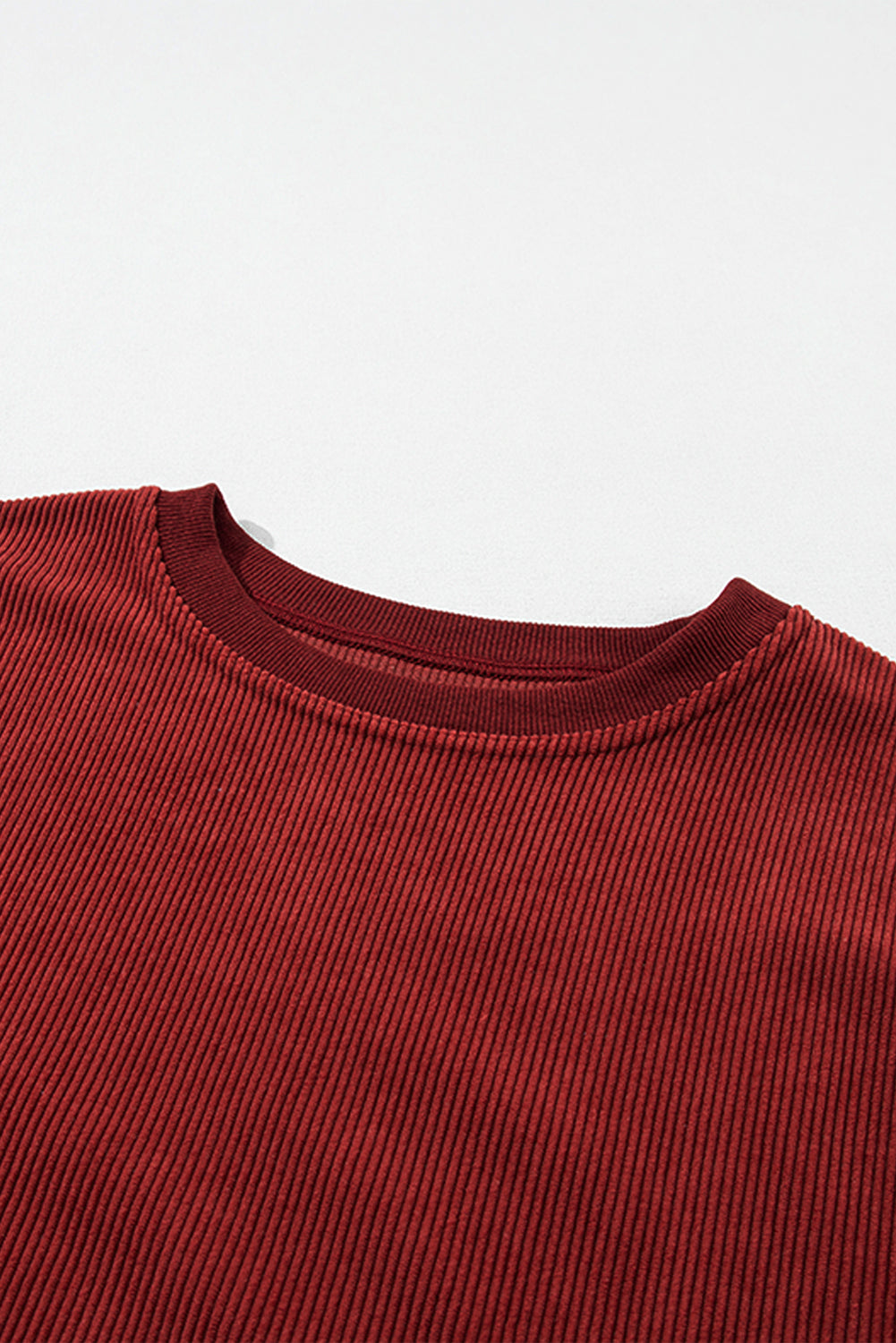 Orange Plain Drop Sleeve Crinkle Rib Oversized Sweatshirt