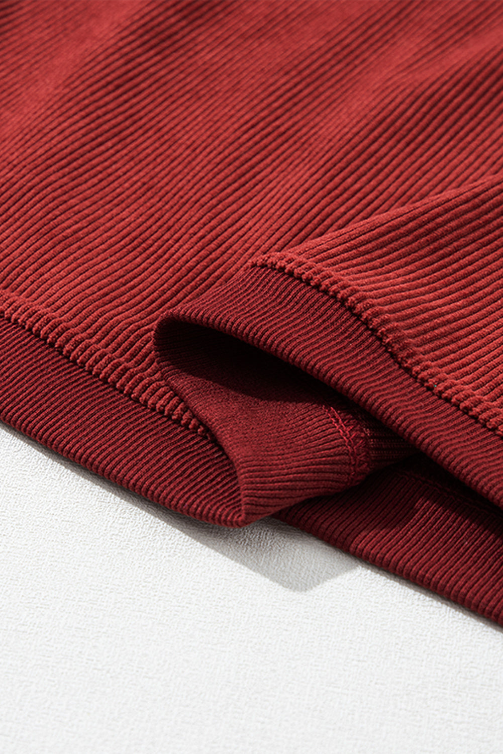 Orange Plain Drop Sleeve Crinkle Rib Oversized Sweatshirt