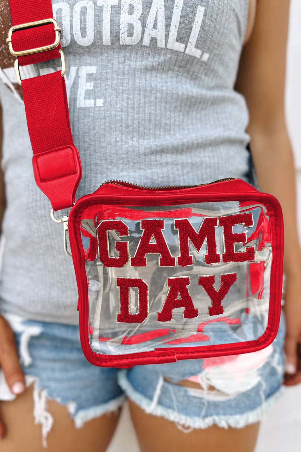 Black Clear PVC GAME DAY Summer Fashion Single Shoulder Bag