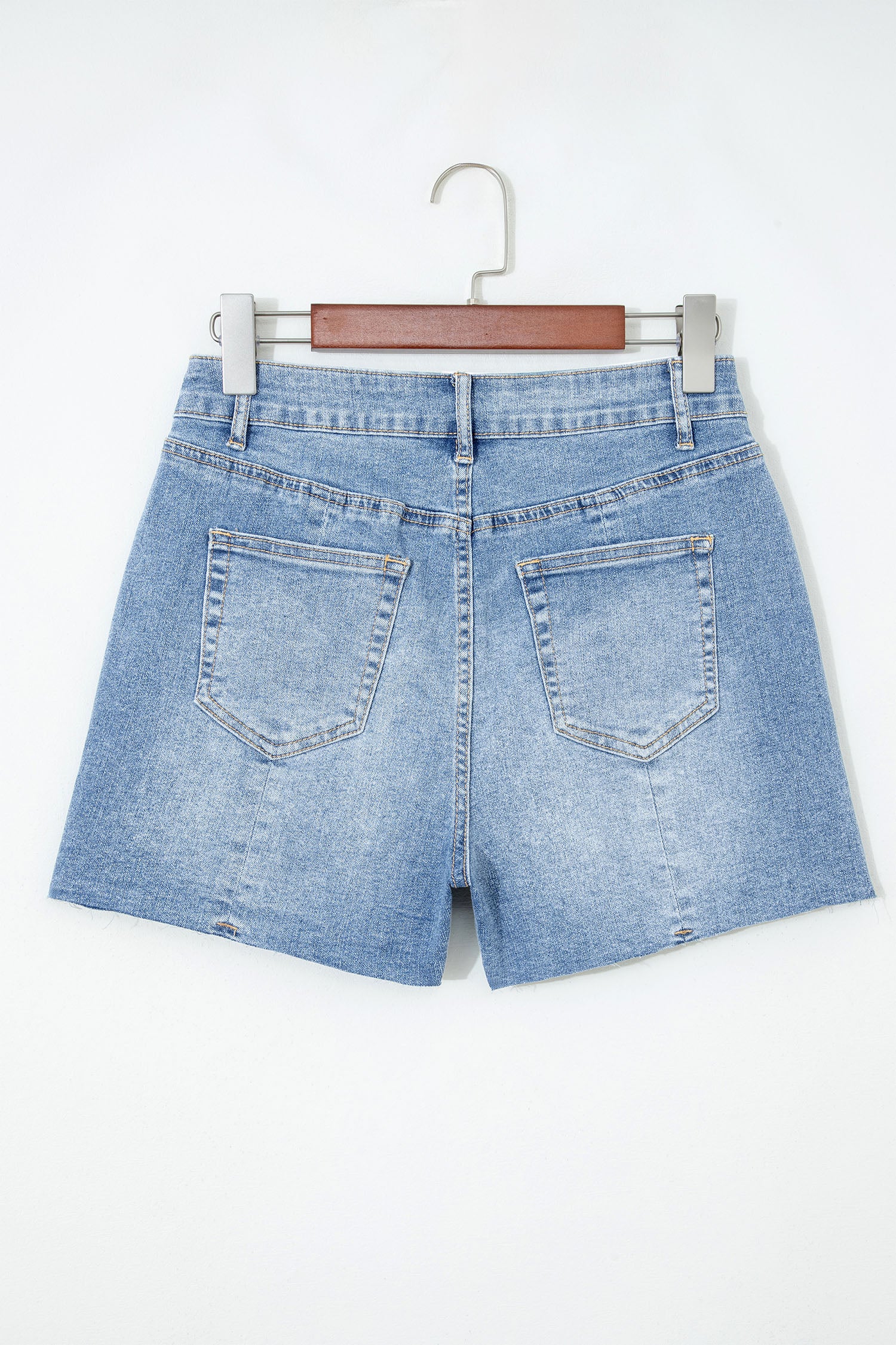 Beau Blue Acid Wash Raw Hem Denim Shorts