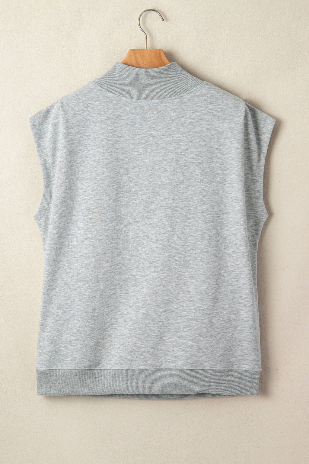 Black Solid Color High Neck Cap Sleeve Loose Top