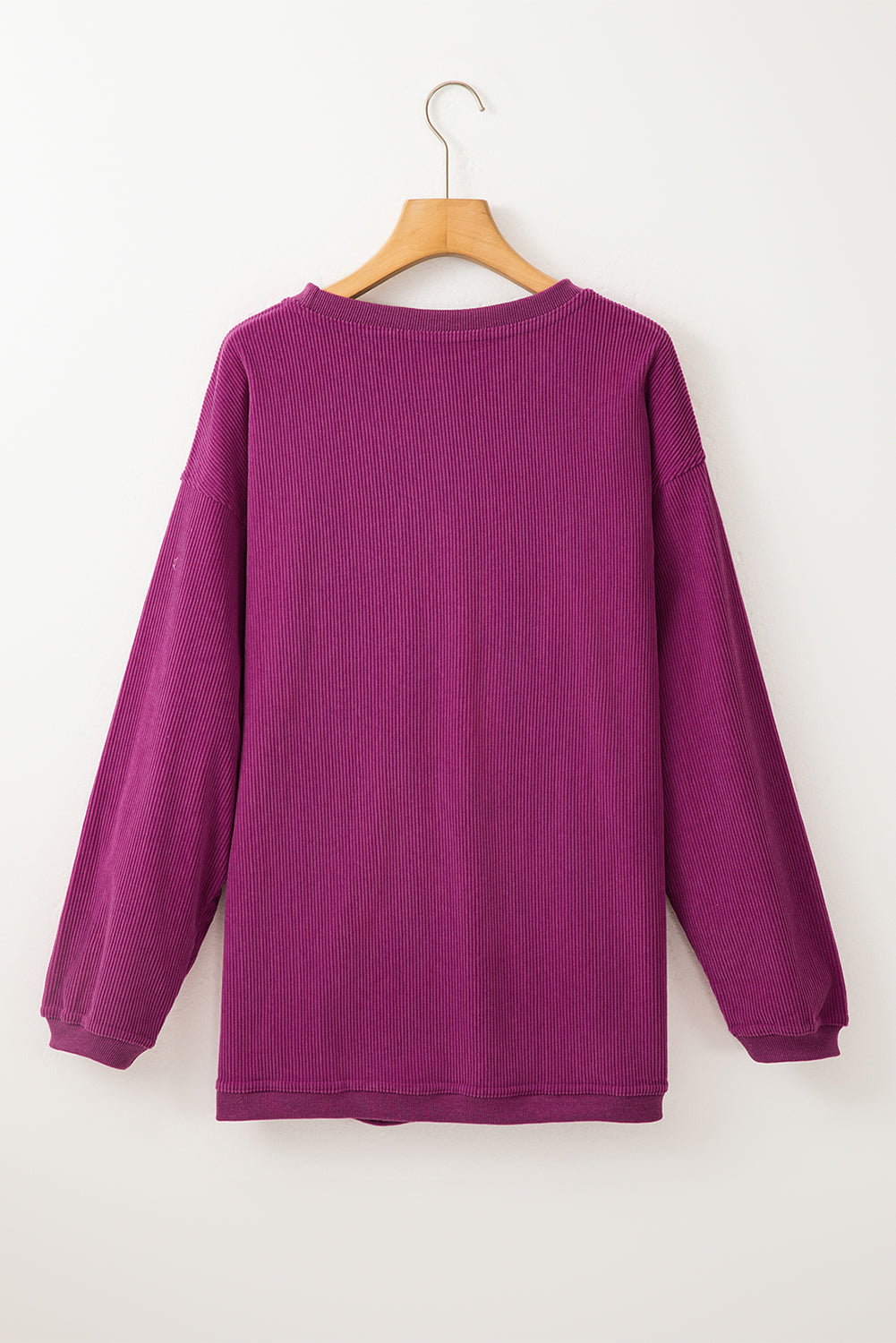 Orange Plain Drop Sleeve Crinkle Rib Oversized Sweatshirt