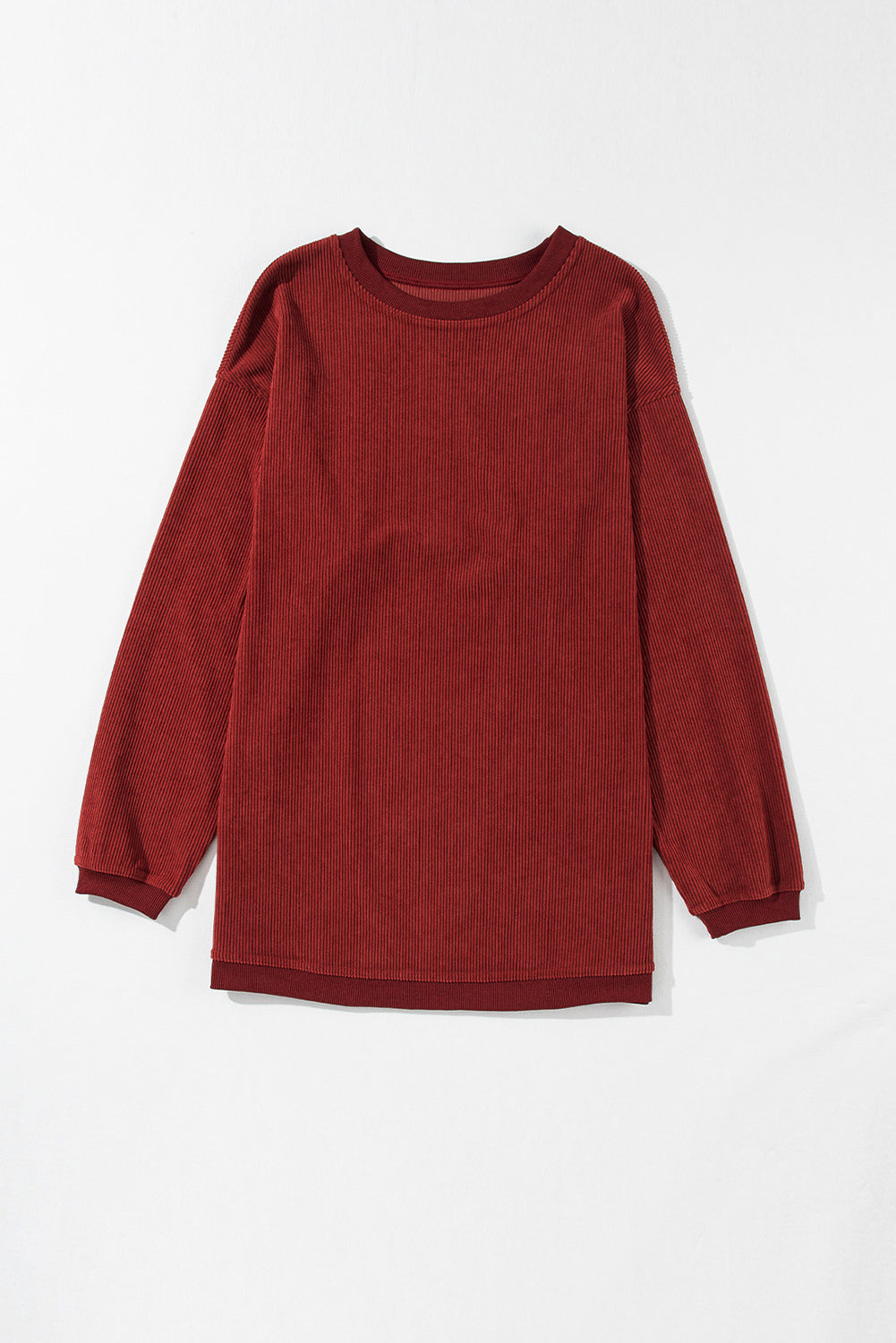 Orange Plain Drop Sleeve Crinkle Rib Oversized Sweatshirt