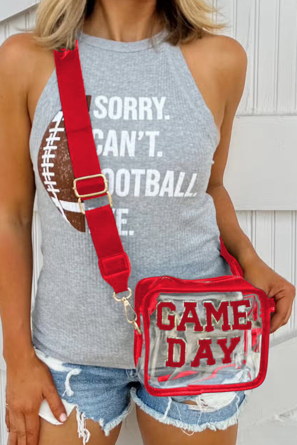 Black Clear PVC GAME DAY Summer Fashion Single Shoulder Bag