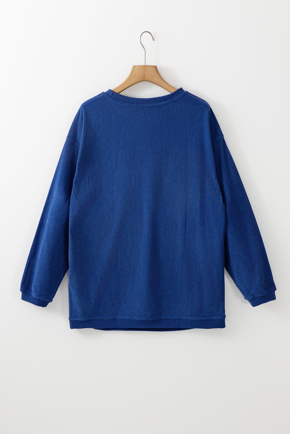 Orange Plain Drop Sleeve Crinkle Rib Oversized Sweatshirt