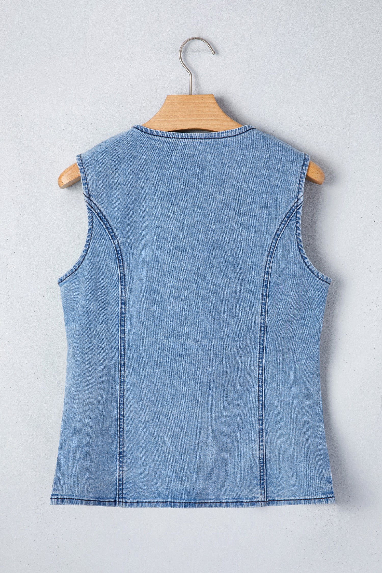 Myosotis Buttoned Front Slit Denim Vest