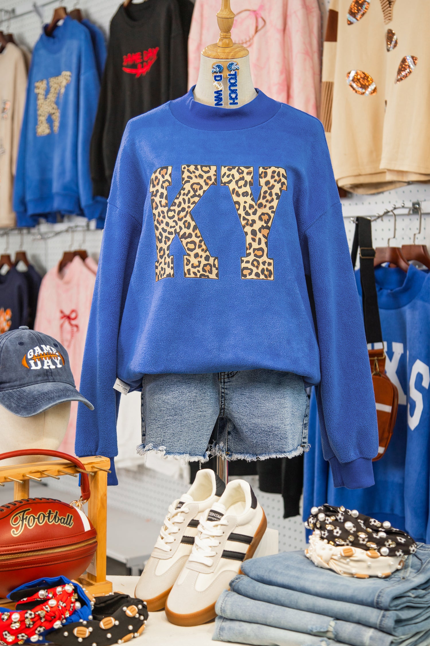 Light Grey KENTUCKY KY Letter Print Reversible High Neck Sweatshirt