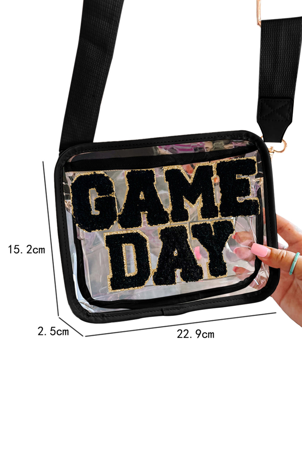 Black Clear PVC GAME DAY Summer Fashion Single Shoulder Bag
