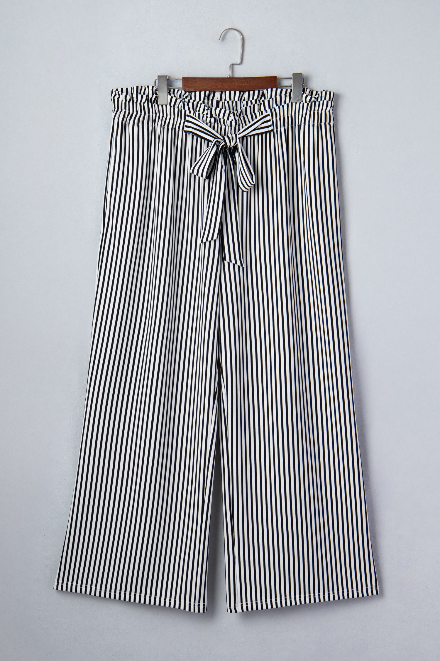 Black Stripe Plus Size Loose Straight Casual Pants