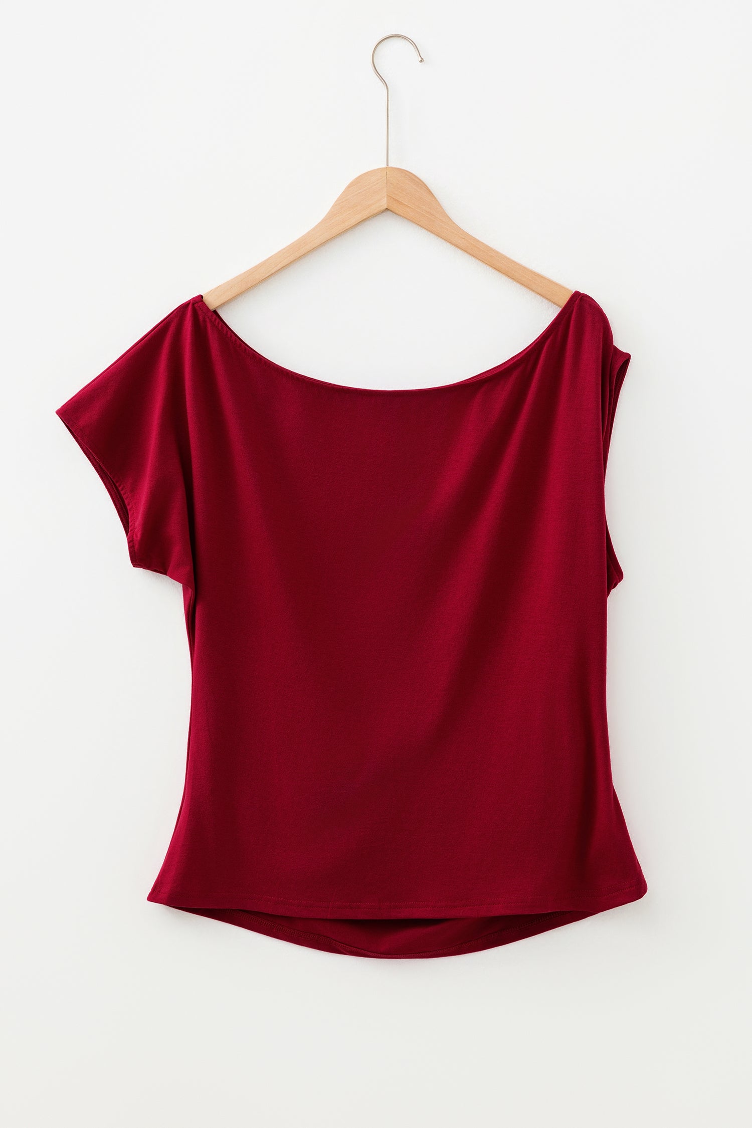 Blue Sapphire Plus Size Solid Color Asymmetric Neck Short Sleeve Blouse