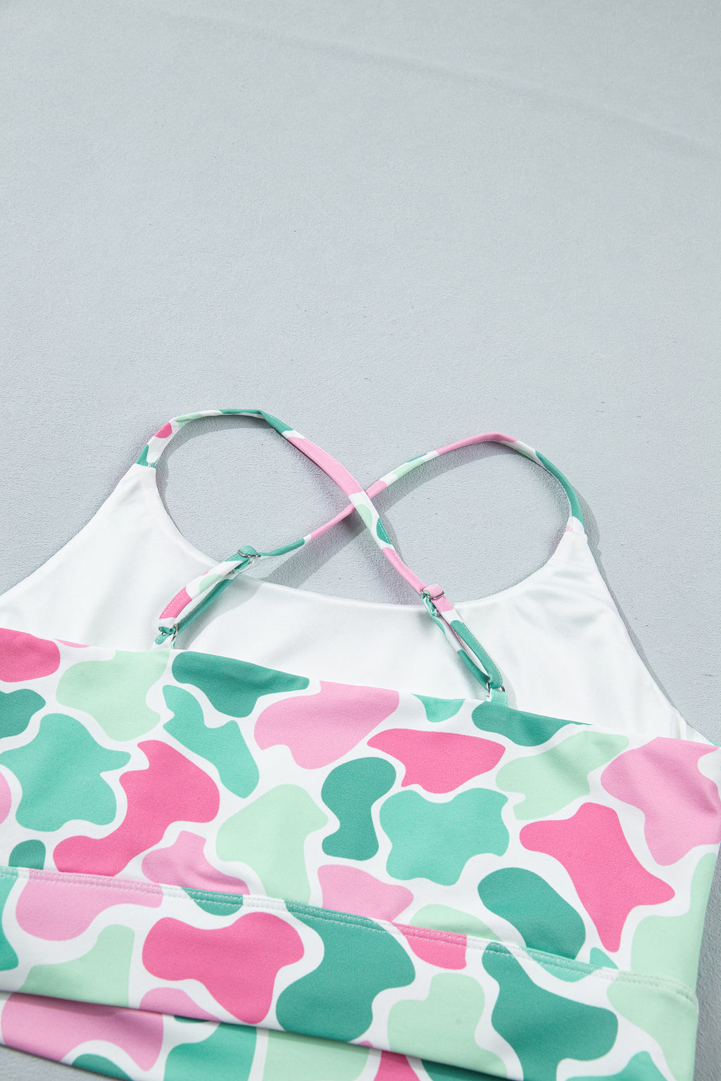 Multicolour Camouflage Printed Cropped Tank Athleisure 2pcs Short Set
