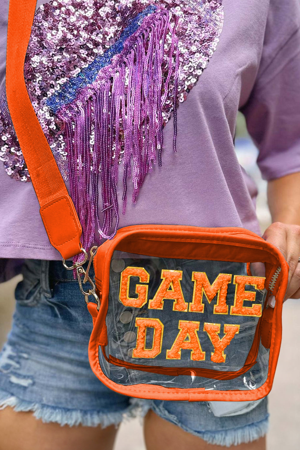 Black Clear PVC GAME DAY Summer Fashion Single Shoulder Bag