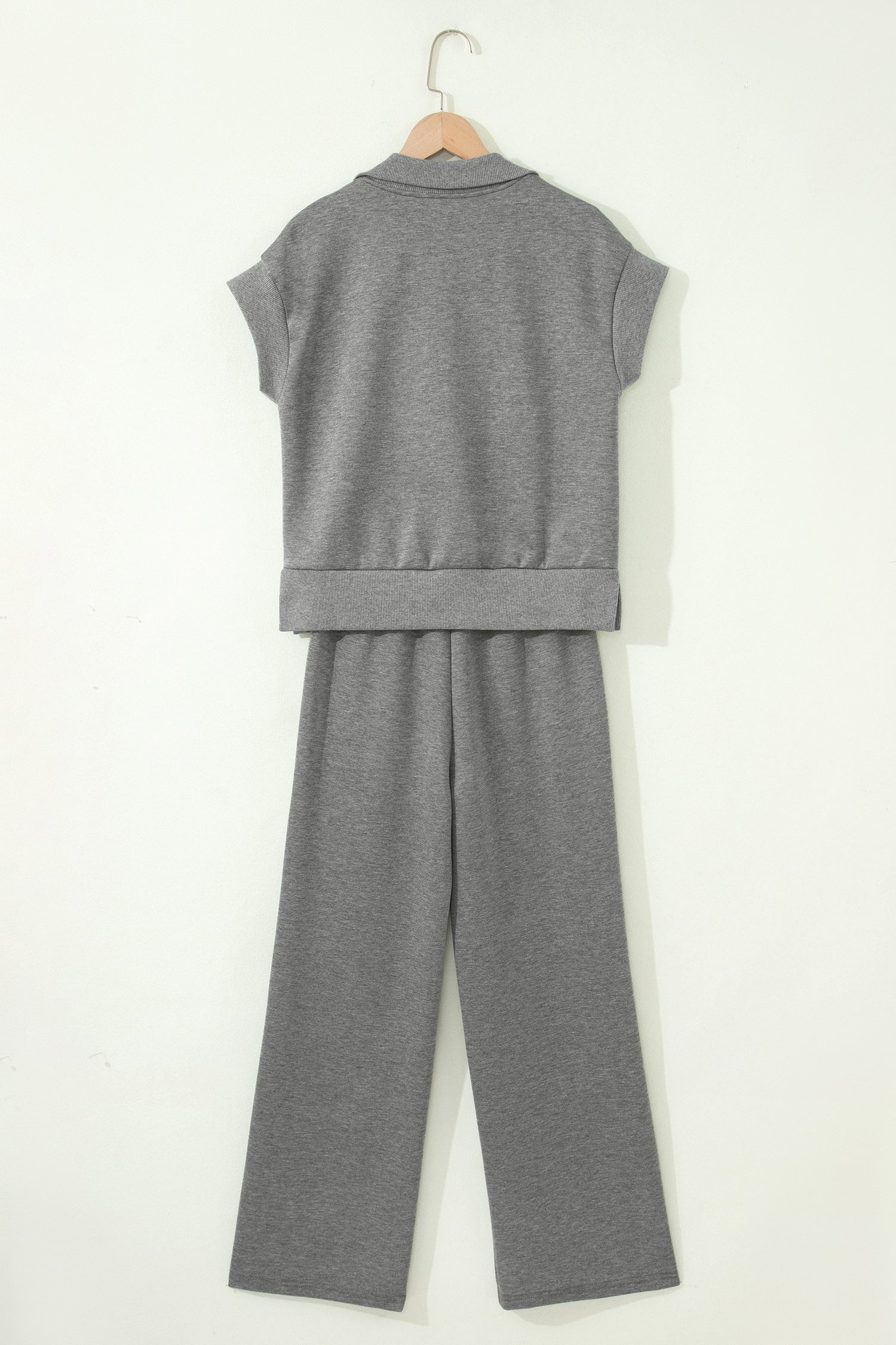 Light Grey Half Zip Polo Tee Casual Pant Set