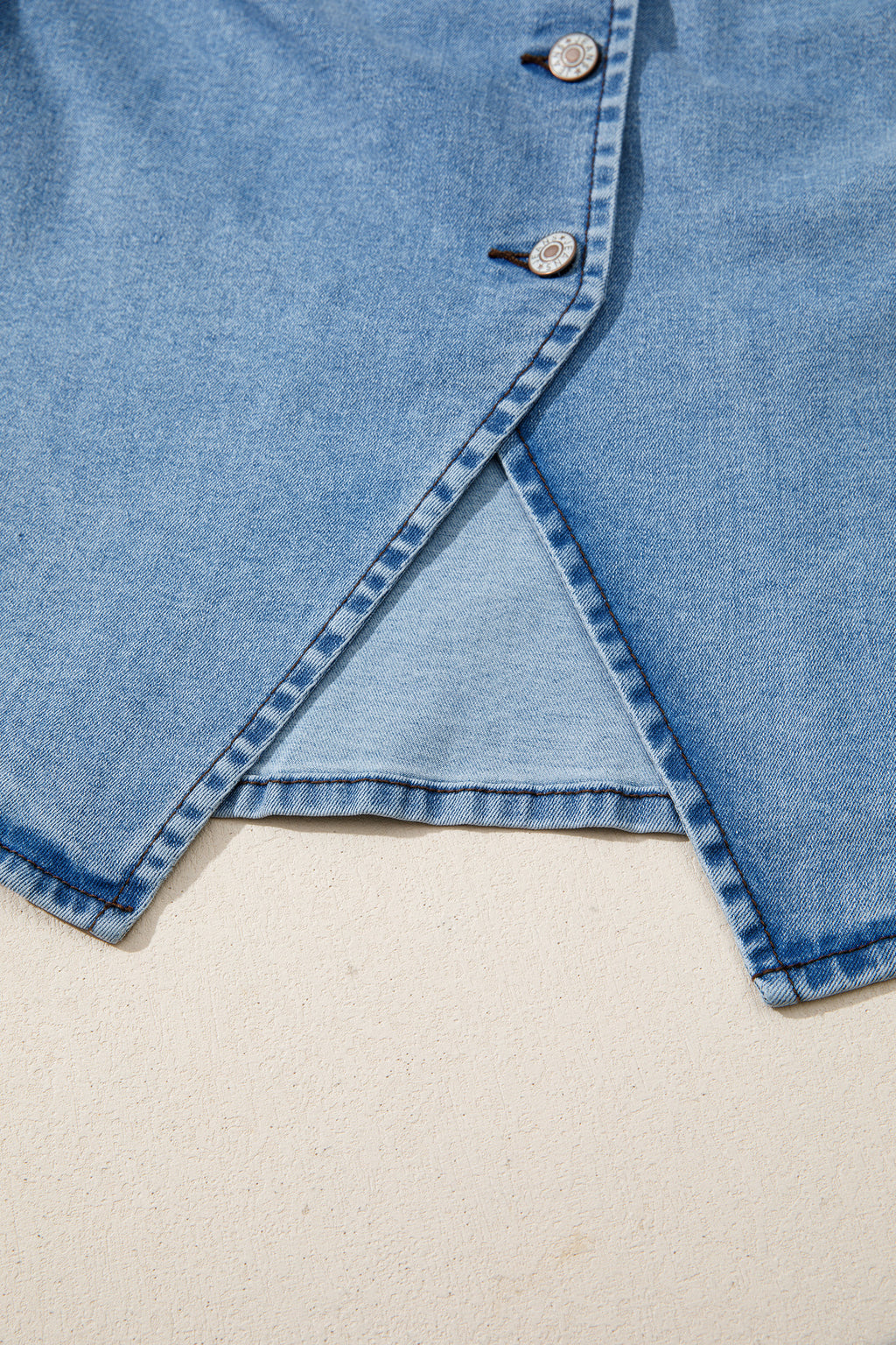 Myosotis Buttoned Front Slit Denim Vest