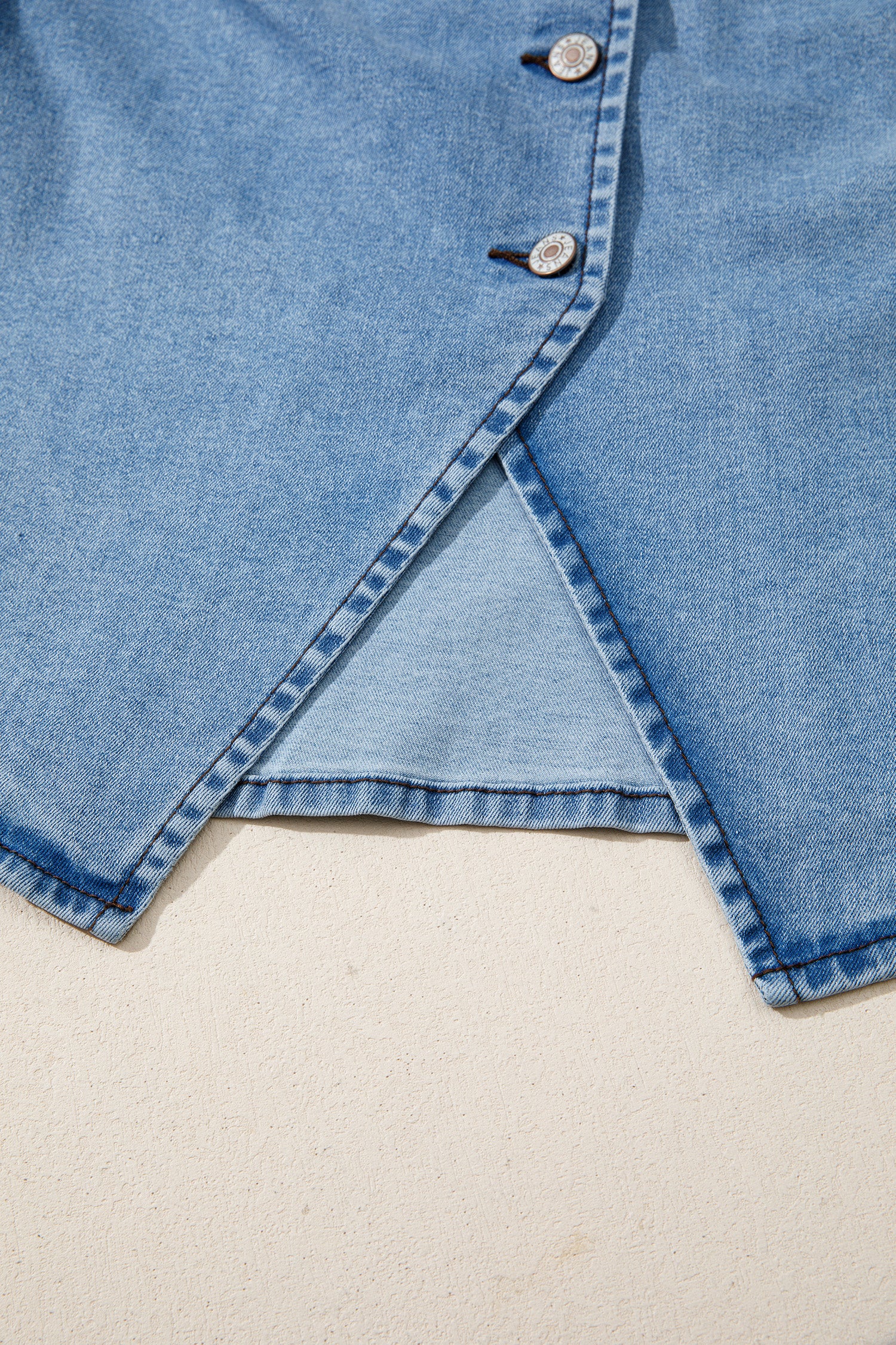 Myosotis Buttoned Front Slit Denim Vest